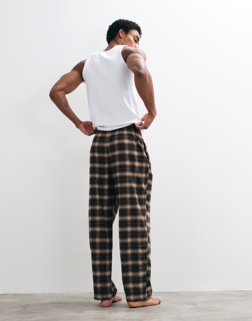 Hollister baggy flannel pyjama bottoms in brown plaid , 4 of 4