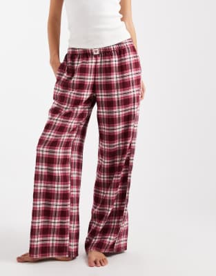 Hollister baggy flannel pyjama bottoms in red check | ASOS