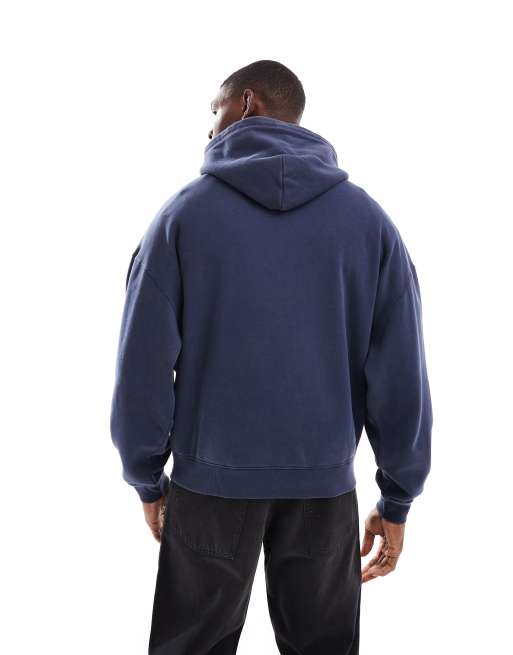 Hollister baggy front pocket hoodie in navy, 3 of 4