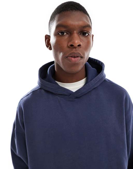 Hollister baggy front pocket hoodie in navy, 4 of 4