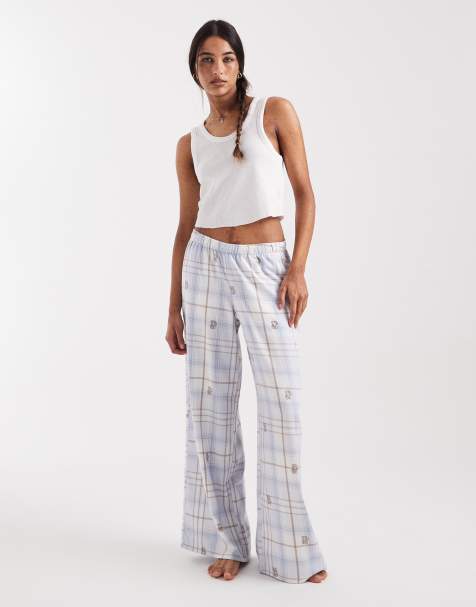 Hollister - Baggy geruite pyjamabroek van flanel in blauw - view 1