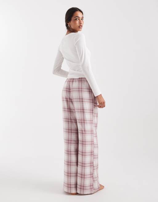 Hollister - Baggy geruite pyjamabroek van flanel in roze, 4 van 4