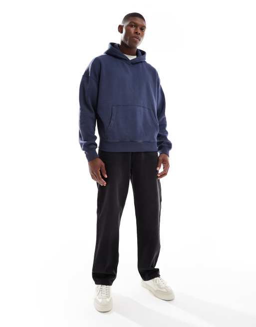 Hollister - Baggy hoodie met zak aan de voorkant in marineblauw