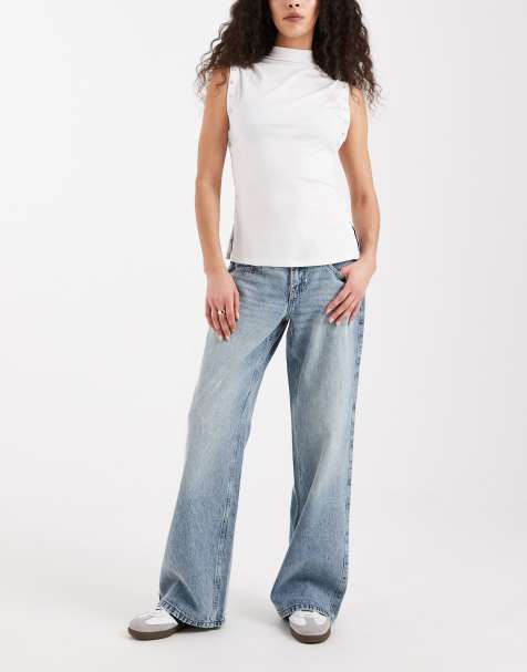 Hollister – Baggy-Jeans in hellblauer Waschung mit niedrigem Bund - view 1