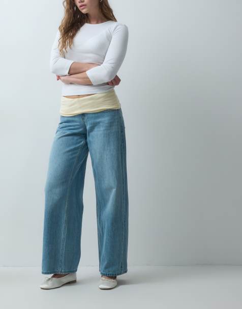 Hollister baggy jeans med justerbar midja i ljusblå tvätt - view 1