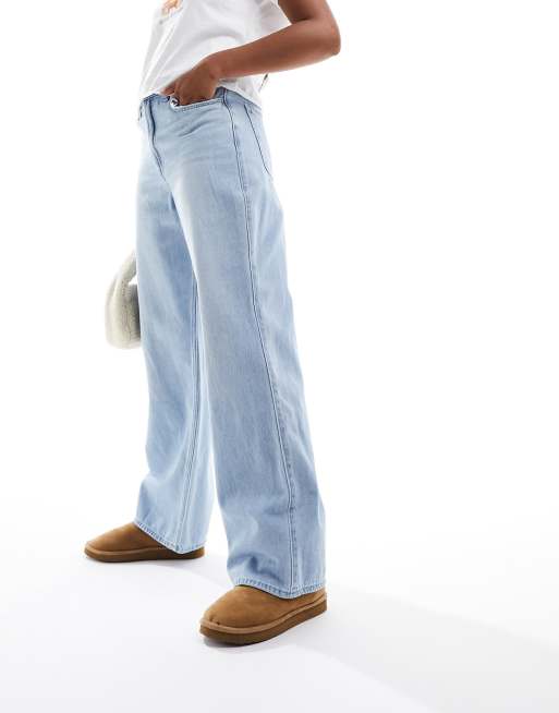 Hollister - Baggy jeans met hoge taille in lichtblauw