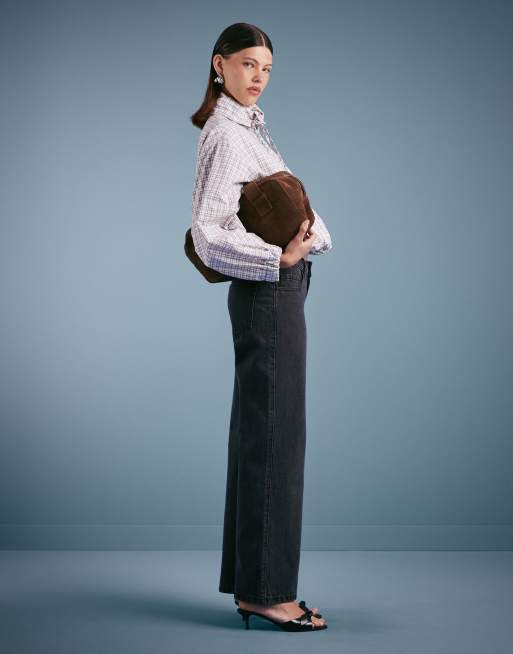 Hollister - Baggy jeans met hoge taille in zwarte wassing