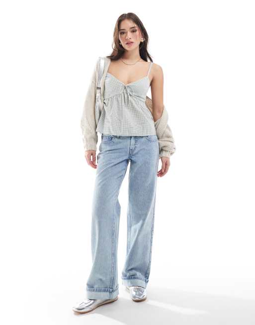 Hollister - Baggy jeans met lage taille en lichte distressed wassing