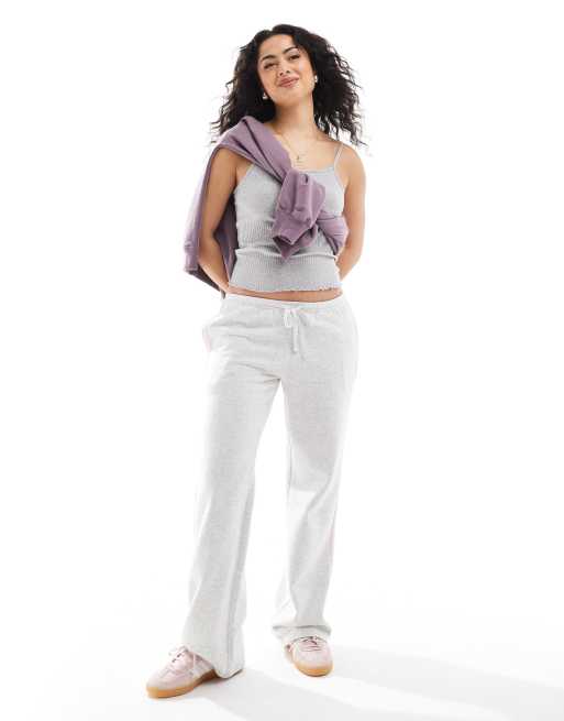 Hollister - Baggy joggingbroek met lage taille in lichtgrijs met contrasterende zijstreep