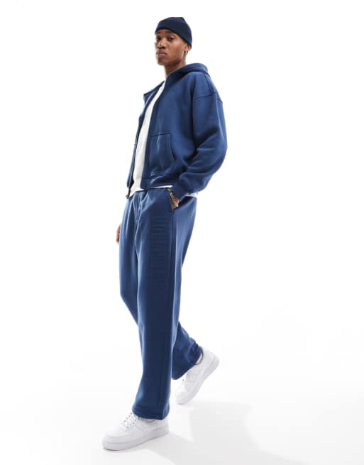 Hollister - Baggy joggingbroek met rechte pijpen en print in marineblauw, deel van co-ord set