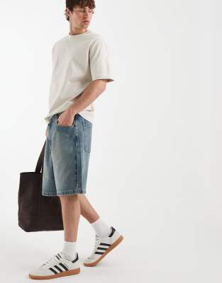 Hollister baggy jorts in dark blue wash mid blue 8690₽