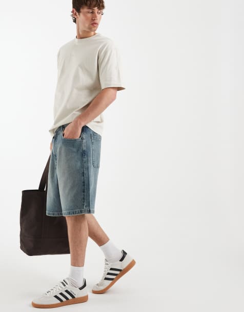 Hollister baggy jorts in dark blue wash - view 1