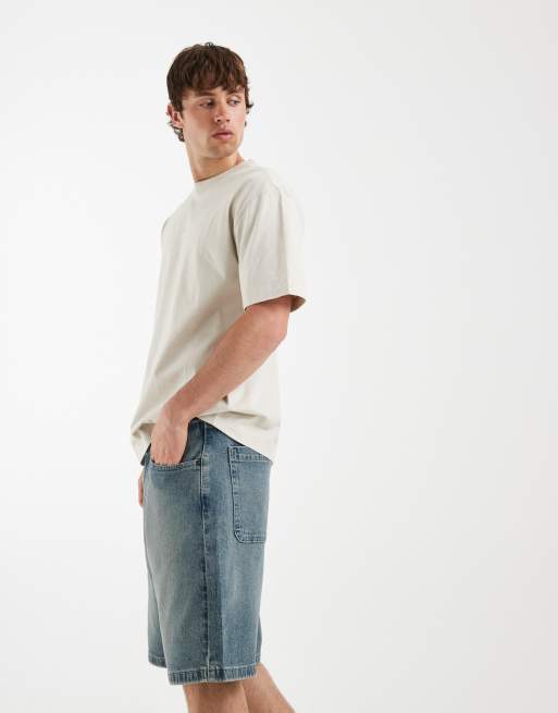 Hollister baggy jorts in dark blue wash, 3 of 5