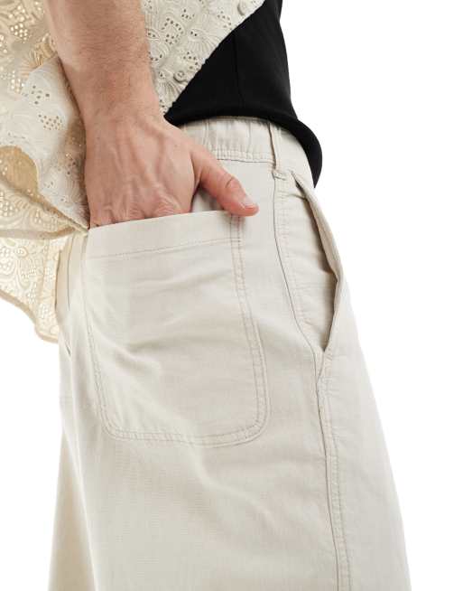 Hollister baggy linen pants in beige, 5 of 5