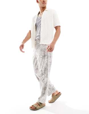 Hollister baggy linen utility trouser in camo - view 1