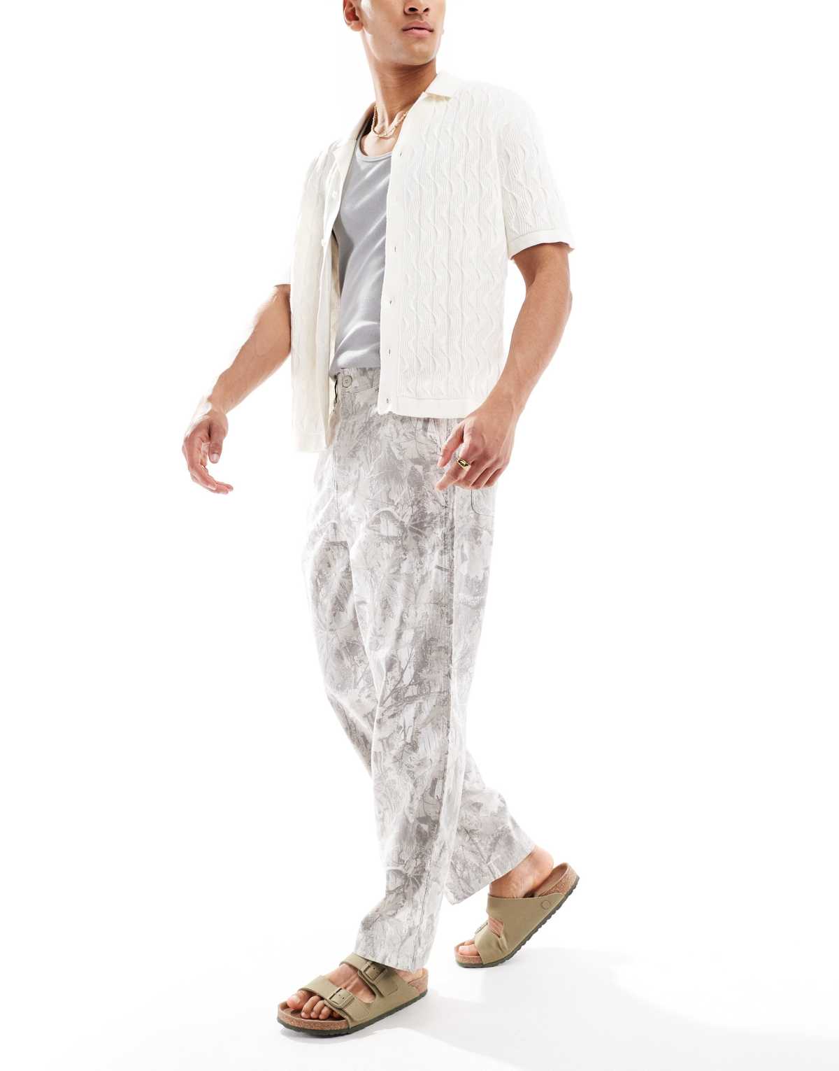 Hollister baggy linen utility trouser in camo