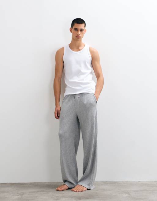 Hollister baggy pyjamasbyxor i våffelstickning, grå, 1 av 4