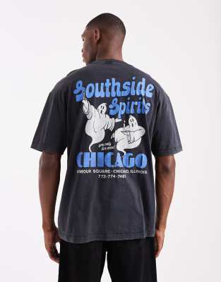 Hollister Baggy Short Sleeve Ghost Graphic T-shirt In Black