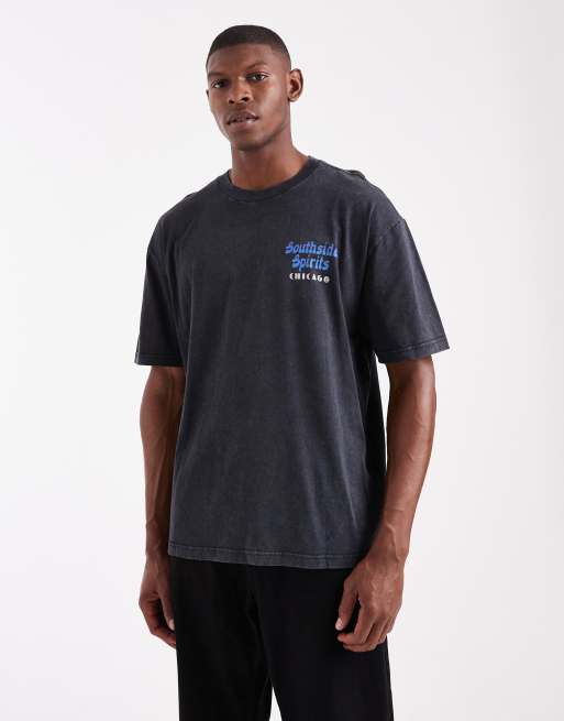 Hollister baggy short sleeve ghost graphic t-shirt in black, 2 of 5