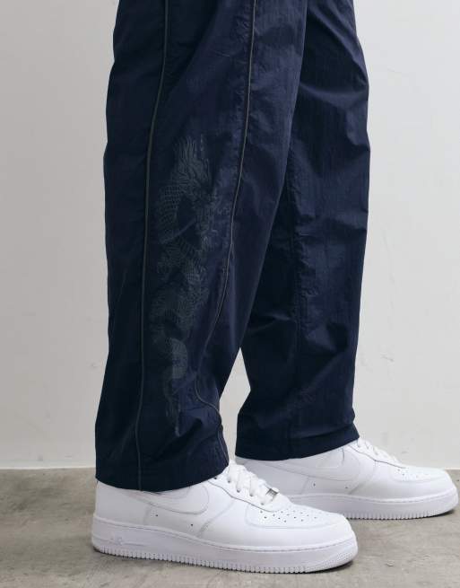 Hollister baggy side graphic track pant in navy, 3 of 5