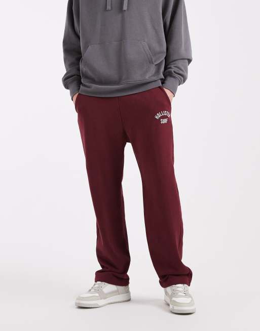 Hollister baggy terry logo sweatpants in red