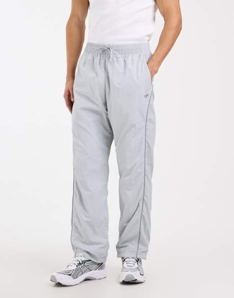 Hollister baggy track bottoms in light grey - view 1