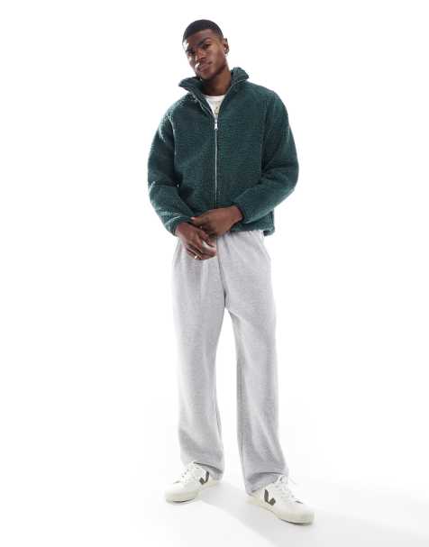 Hollister baggy varsity side stripe trackies in grey - view 1