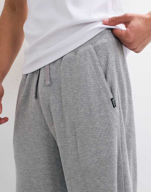 Hollister baggy waffle pyjama bottoms in grey, 4 of 4