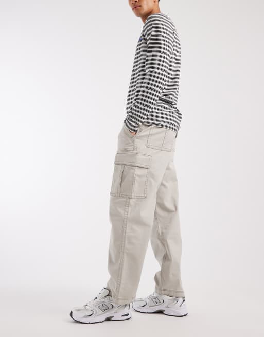 Hollister baggy y2k painter pants in cream, 3 of 5