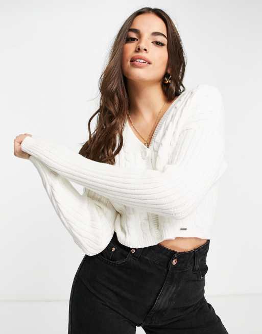 Hollister balloon sleeve cardigan in white | ASOS