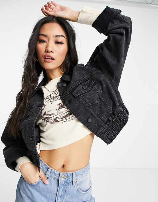 Black jean jacket hollister discount