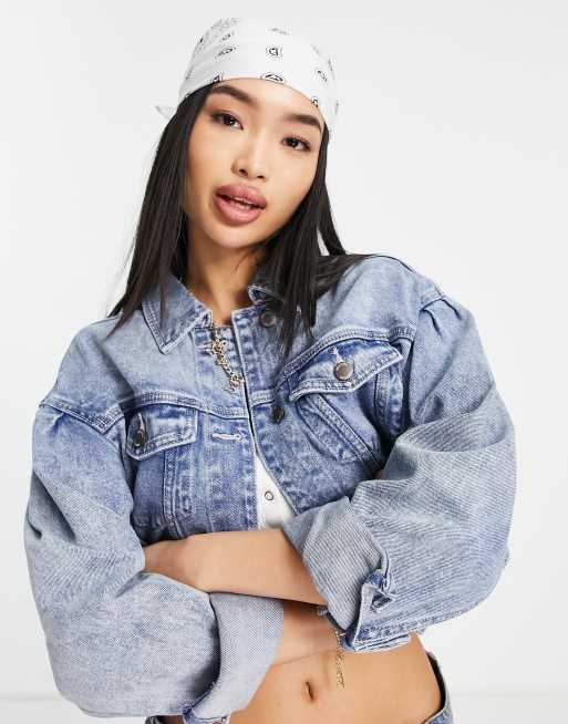 Hollister cropped denim jacket sale