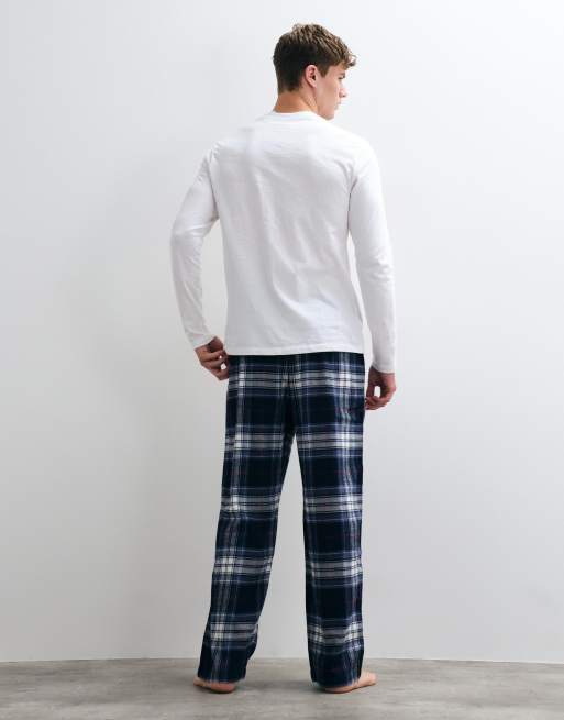 Hollister bas de pyjama ample en flanelle à carreaux blancs et bleus, 4 de 5