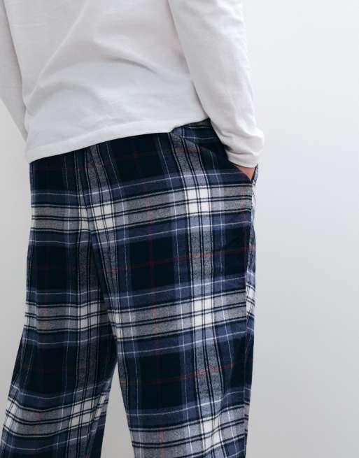 Hollister bas de pyjama ample en flanelle à carreaux blancs et bleus, 5 de 5