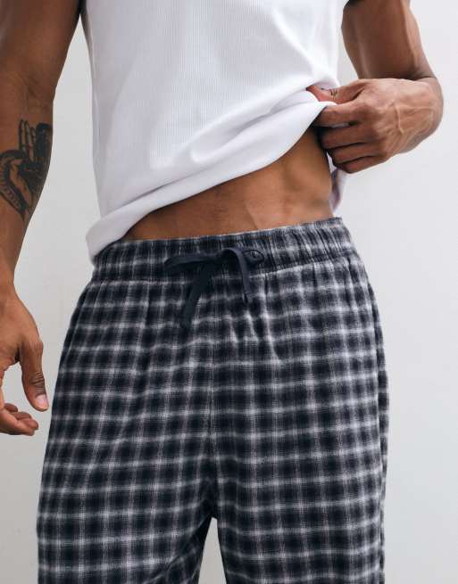 Hollister bas de pyjama amples en flanelle à carreaux noirs flous, 3 de 4