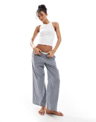 Hollister - Bas de pyjama baggy taille basse à carreaux vichy - Bleu