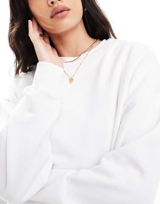 Hollister – Basic-Sweatshirt in Weiß, 3 von 4