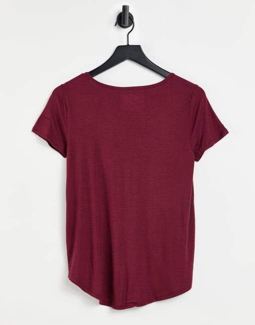 Hollister - Basic T-shirt met ronde hals in bordeauxrood, 2 van 4