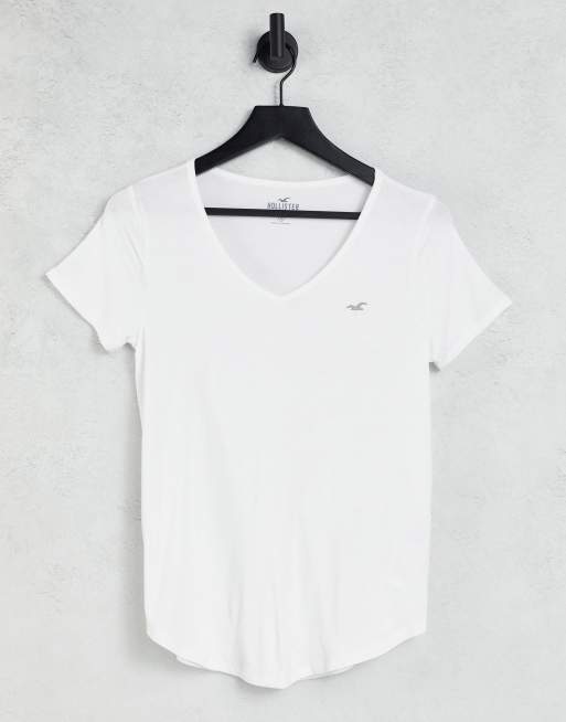Hollister - Basic T-shirt met ronde hals in wit