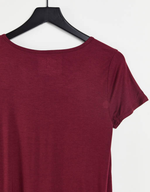 Hollister – Basic-T-Shirt mit Rundhalsausschnitt in Burgunderrot, 4 von 4