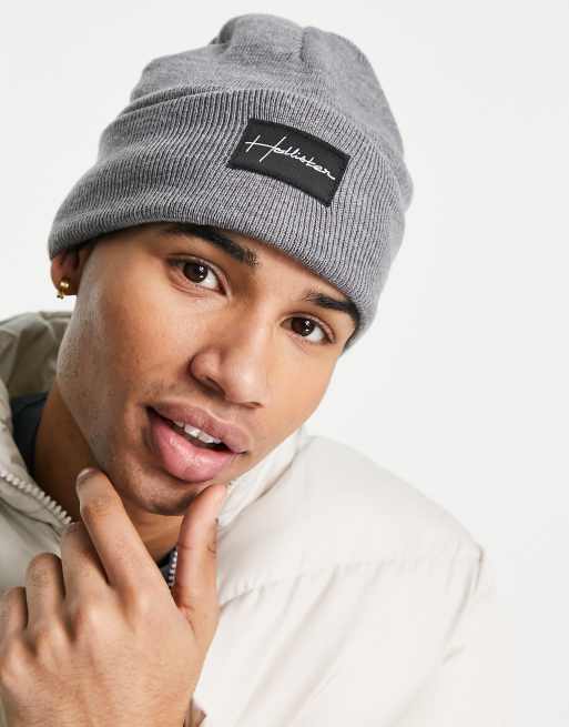 Hollister beanie in gray with box logo