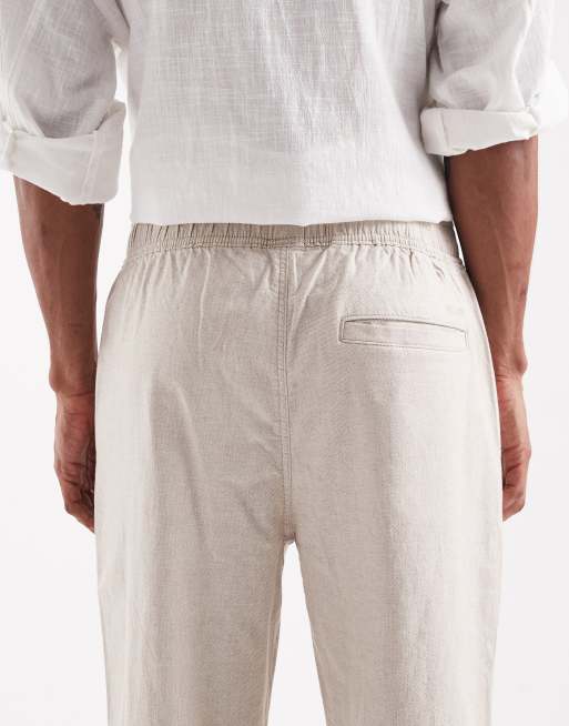 Hollister - Beige bukser i bomulds- og hørblanding i løstsiddende pasform, 4 af 5