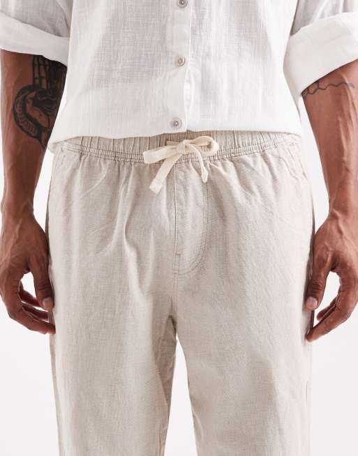 Hollister - Beige bukser i bomulds- og hørblanding i løstsiddende pasform, 5 af 5
