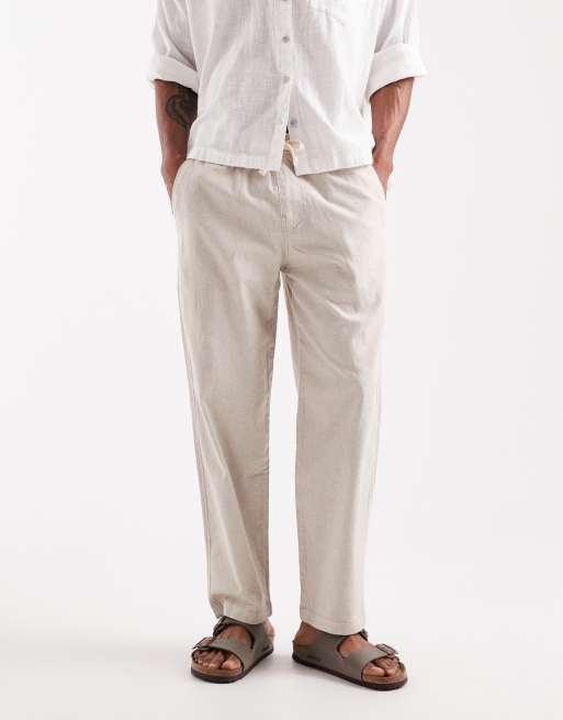 Hollister – Beige, lediga byxor i bomull och linne, 2 av 5