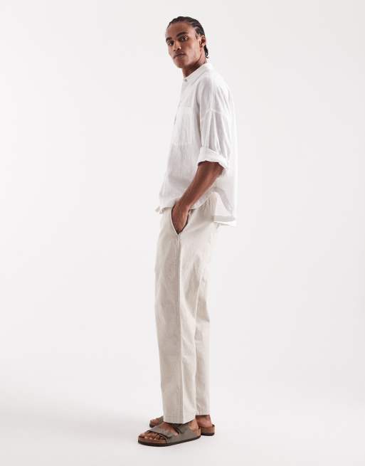 Hollister – Beige, lediga byxor i bomull och linne, 3 av 5