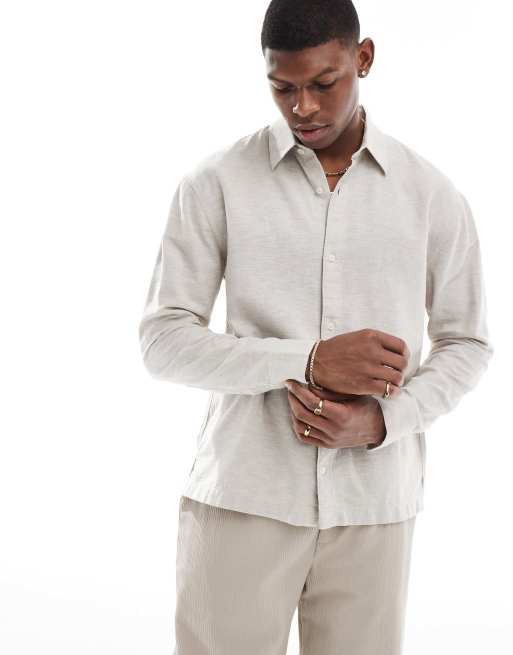 Hollister – Beige linneskjorta med knäppning