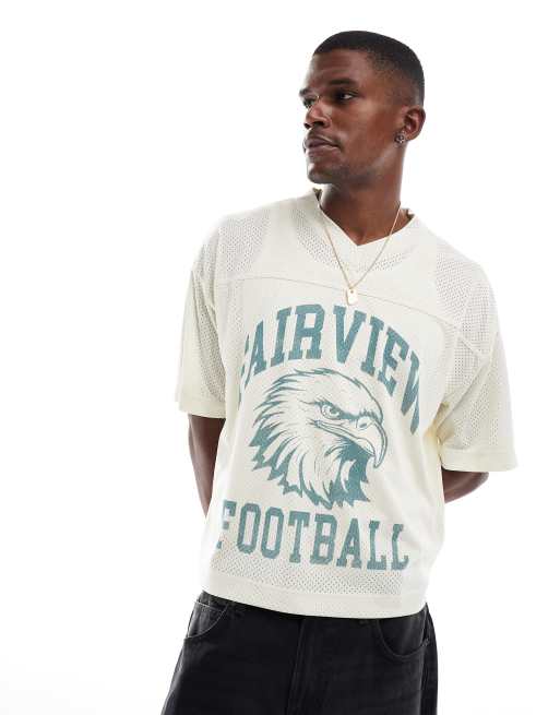 Hollister – Beige och flerfärgad, baggy topp i kort design med tryck