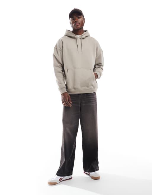 Hollister - Beige og multifarvet oversized hættetrøje med logodetalje