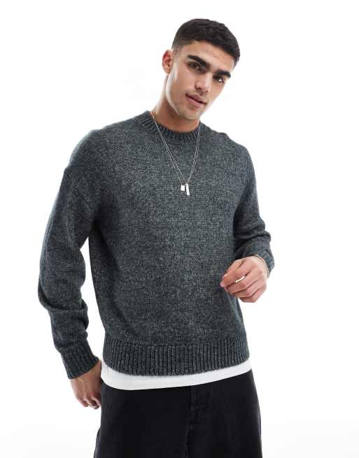 Hollister - Beige strikket trøje med rund hals i firkantet pasform