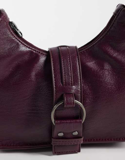Hollister belt clasp detail shoulder bag in burgundy, 3 of 4